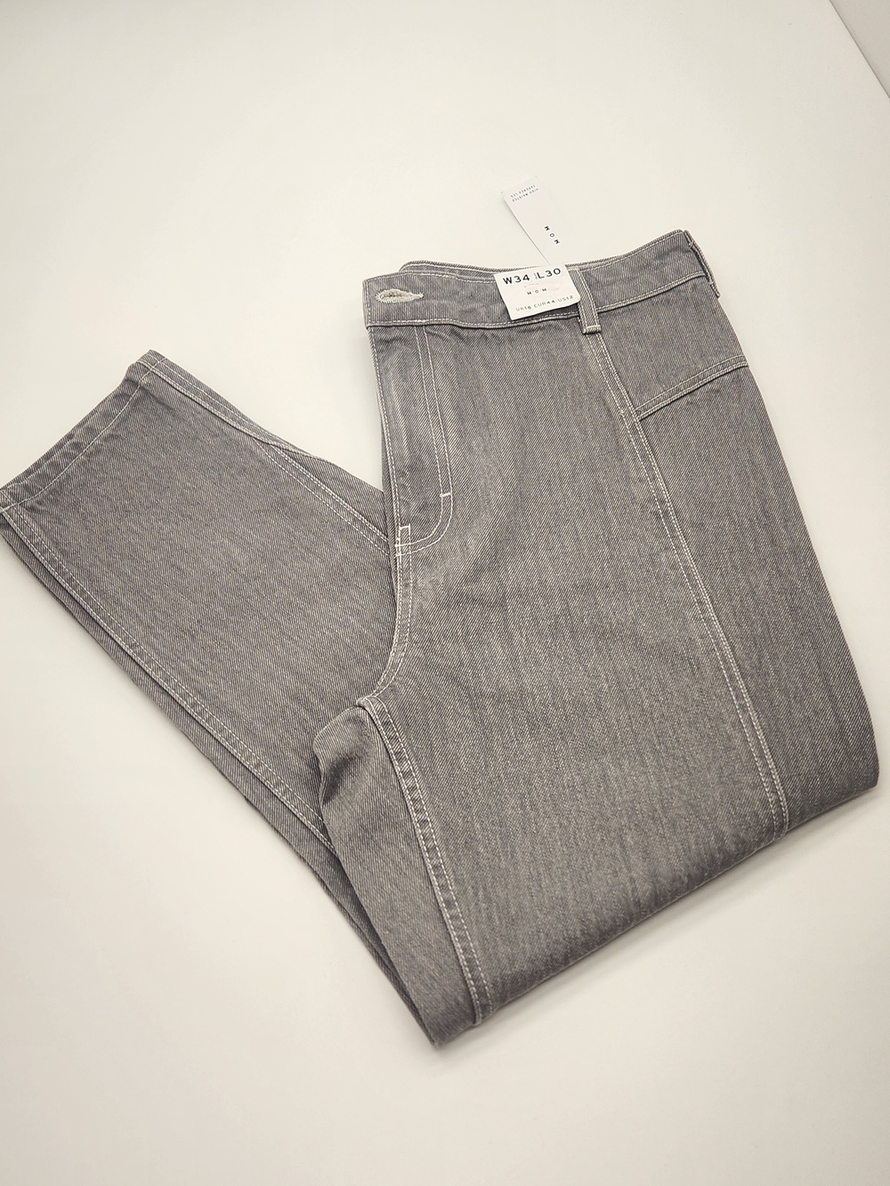 Topshop Mom Jeans Womens 12 W34 L30 Gray High Rise Straight Leg NWT